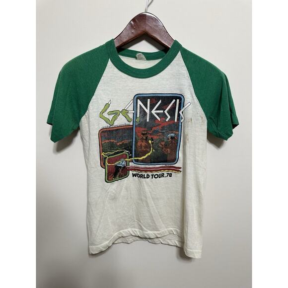 Vintage Genesis 1978 World Tour‎ Raglan T-Shirt Men’s Size M/S USA Single Stitch - Picture 1 of 7
